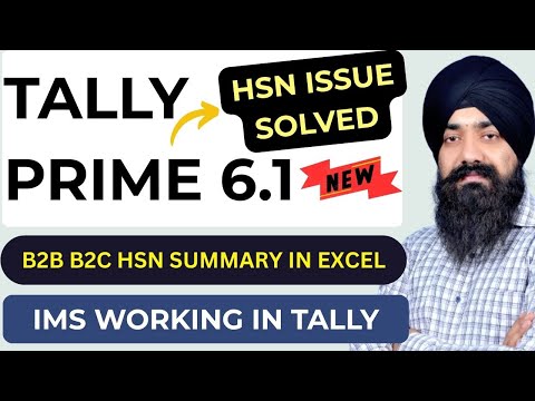 B2B B2C HSN SUMMARY IN EXCEL FROM TALLY PRIME | IMS IN TALLY |  TALLY PRIME 6.1 UPDATE