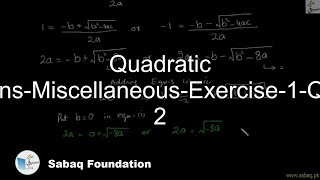 Quadratic Equations-Miscellaneous-Exercise-1-Question 2