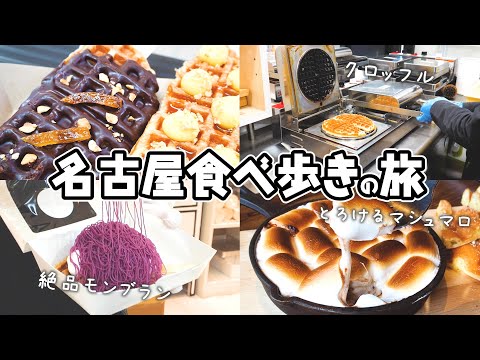 【食べ歩きVlog】ストレス発散にスイーツ爆食い🍰／名古屋／大須商店街／クロッフル／マシュマロパッフル