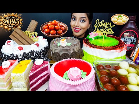 ASMR Eating Rasgulla,Gulab Jamun,Chocolate Ice Cream Cake Indian Sweet ASMR Eating Mukbang Challenge