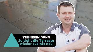 Steinreinigung -  Vorher/Nachher Terrasse wie neu  I BAUEN & WOHNEN