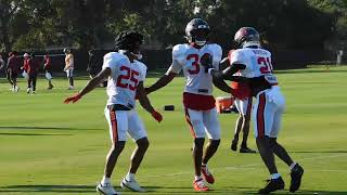 Gunner work at Bucs Training Camp 2025 -- Benjamin Morrison, Jacob Parrish, Bryce Hall