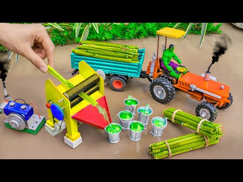 diy tractor Sugarcane Juice Machine mini science project | DIY Farming Tech