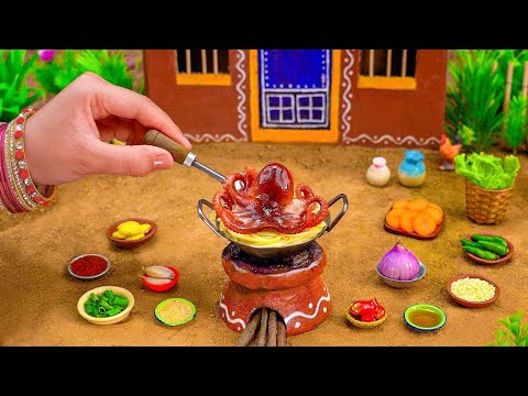 🐙Miniature SPICY OCTOPUS Stir Fried Noodles Recipe 🍜 Seafood Recipes By Tiny Foodkey🧑 🍳 ASMR FOOD