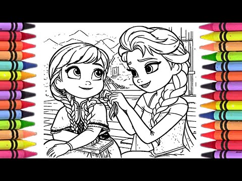 How to colour Easy Elsa and Anna Easy colouring step by step