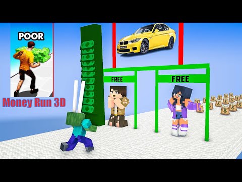 Minecraft Mobs: MONEY RUN 3D POOR OR APHMAU CHALLENGE - Minecraft Funny animation