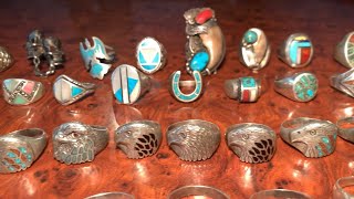 Men’s Sterling Silver Ring Collection 50 Rings Zuni Navajo