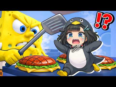 GUGUGAGA Penguin Girl Plays SpongeBoy and Krusty Krab in Roblox (OBBY)