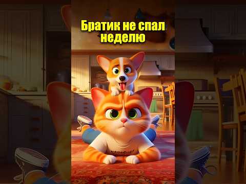 Братик не спал неделю 😢 в нейросети #chatgpt #dalle3 #aiart #aicat #cats #юмор #ии #кот #мультик #ai