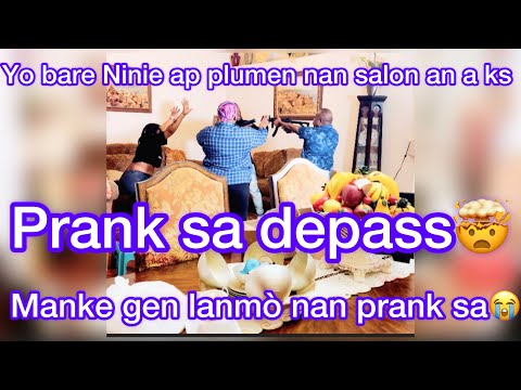 Ninie salop sil ka ap plumen nan salon papy vovo a 🤯ks rale zam sou papi vovo big duel Prank sovaj