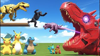 Superheroes Spiderman T-Rex vs SPINOSAURUS, MOSASAURUS 🦖Jurassic World Rebirth in Jurassic World