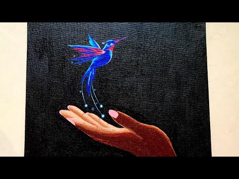 Hummingbird in Hand Acrylic Painting/ Acrylic Painting on Canvas/ Acrylic Painting