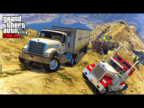 ¡SUBIENDO CAMIONES CARGADOS AL MONTE CHILIAD! | GTA V MODS