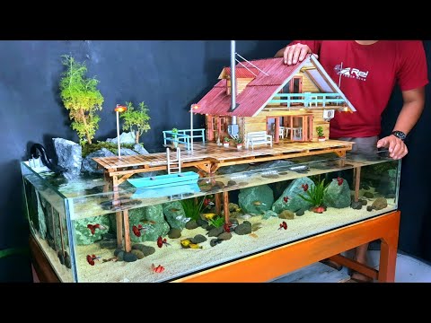 Amazing Lakeside Villa Aquarium Decoration with Hidden Features!