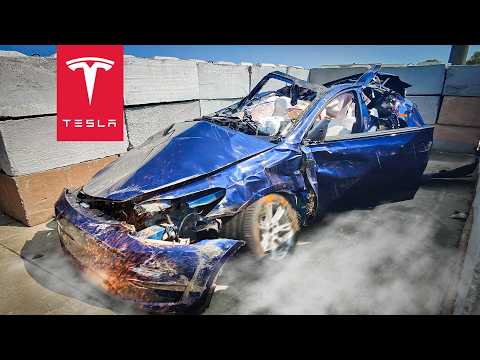 INSANE DRIVING FLIPS TESLA IN ROLLOVER CRASH