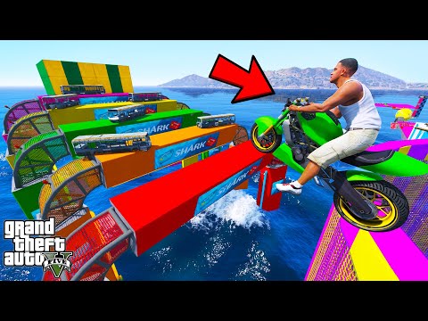 FRANKLIN TRIED SQUARE GAP JUMP PARKOUR RAMP CHALLENGE IN GTA 5 | SHINCHAN and CHOP