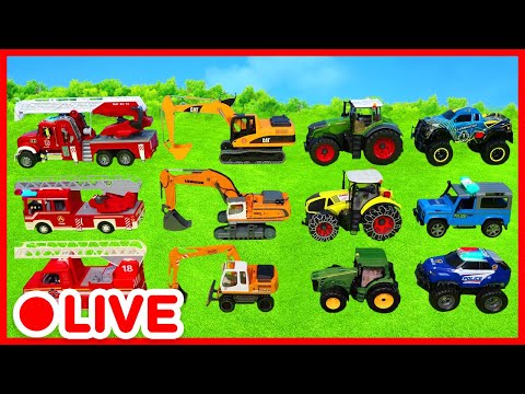 🚒 Camion de Pompier, Jouet de Construction, Voiture de Police : Vidéo Educative Enfants | Kidibli