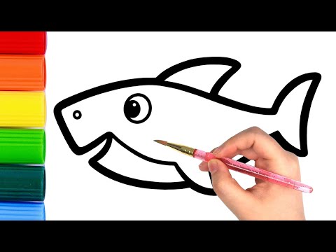 How To Draw Shark With Rainbow Colors For Kids
