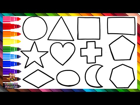 Dibuja y Colorea Formas Geométricas 🟠💜🔺🟩⭐➕🌙🌈 Dibujos Para Niños