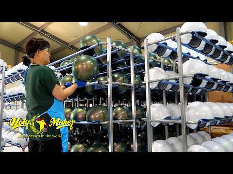 Motorcycle helmet mass production process. The only helmet manufacturing factory in South Korea.