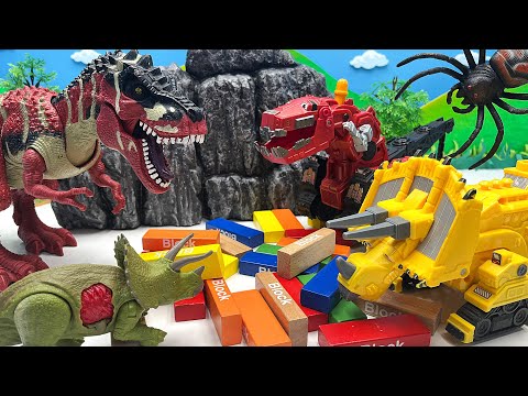 Real dinosaurs Transforming Dino trucks | Tyrannosaurus  Rex Triceratops Ankylosaurus