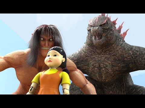 attack on titan and all the godzilla in squid game (full episode)