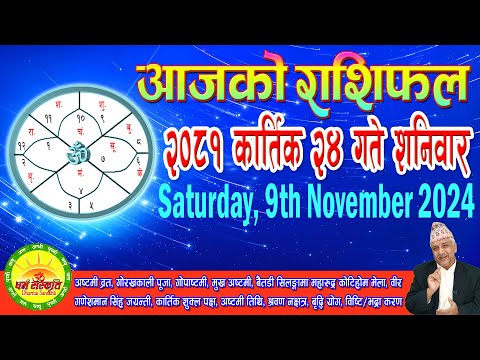 आजको राशिफल | २०८१ कार्तिक २४ गते शनिवार | November 09, 2024 | 2081 Kartik 24 | Aaja Ko Rashifal