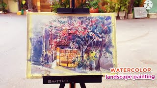 #13 How to draw watercolor landscape| Plein Air Painting| Vẽ góc cảnh Đà Lạt thu nhỏ ở Sài gòn