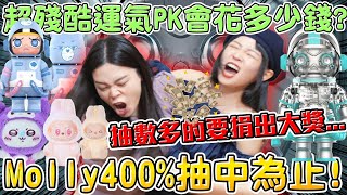 《噴錢實測》挑戰抽中400%Molly為止！會花多少錢？非洲姊妹大PK🔥吉伊卡哇三麗鷗聯名 labubu 泡泡瑪特 一番賞 可可酒精