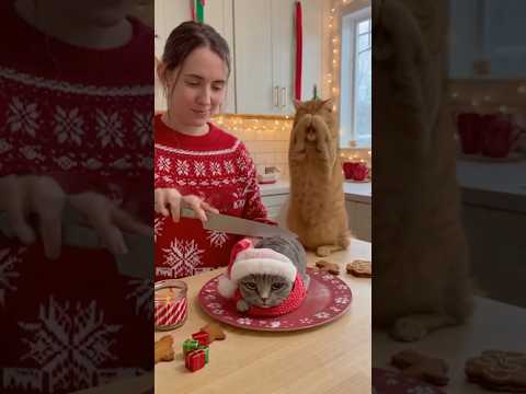 When You Cut the “Cat Cake” and the Real Cat Loses It! 😂😹 The Way It Covers Its Eyes… I Can’t!