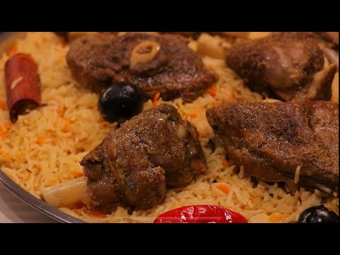 طريقتي من سنين لطبخ حنيذ اللحم الذايب في قدر الضغط طريقه منزليه سهله مع طريقة الرز  والسحاوق