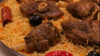 طريقتي من سنين لطبخ حنيذ اللحم الذايب في قدر الضغط طريقه منزليه سهله مع طريقة الرز  والسحاوق