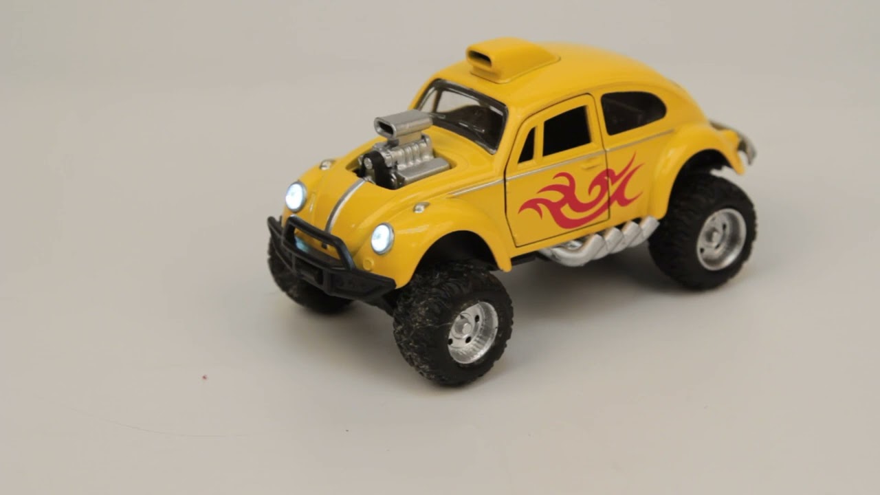 Автомобиль Фольксваген гоночный kings toy инерционный световые звуковые эффекты металлический желтый 1:36 - видео
