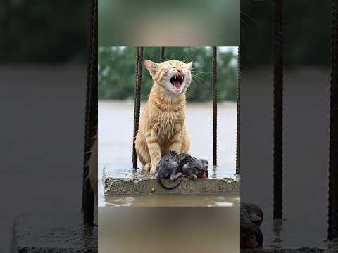 Smart Dog Alerts Humans to Rescue Mother Cat and Kittens Trapped in Flood