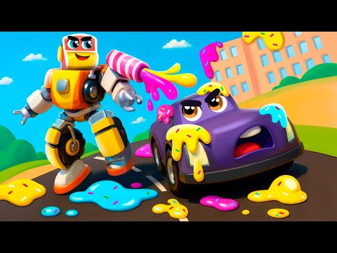 ¡Guau! ¿Cómo limpiará Robofuse este desastre de aceite? 🤖🚛 Dibujos animados para niños