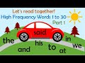 Recognizing High Frequency Words 1 to 30