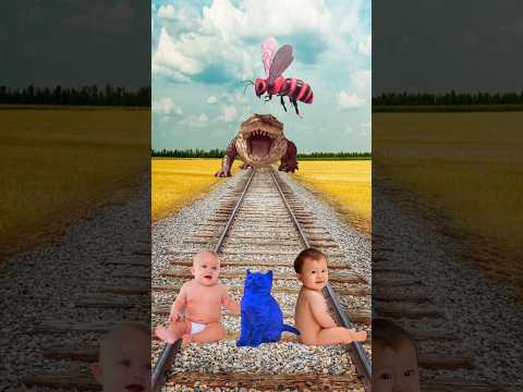 Blue colors Cute cat & baby vs crocodile & train driver tom…