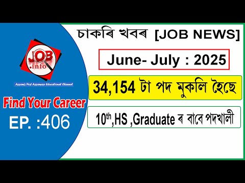 Assam JOB News Episode 406 | Latest Assam Job Notifications 2025| HS, Graduate post | 10th Pass Job