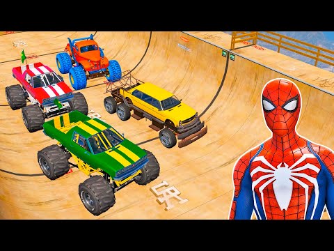 Homem Aranha e Amigos Super-Heróis Desafio com Carros MONSTRO na Rampa - IR GAMES