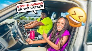 Slamming the Brakes to See My Dad’s Reaction! 😱🚗💥