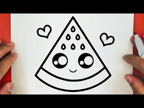 كيف ترسم بطيخ كيوت وسهل خطوة بخطوة / رسم سهل / تعليم الرسم للمبتدئين || Cute Watermelon Drawing