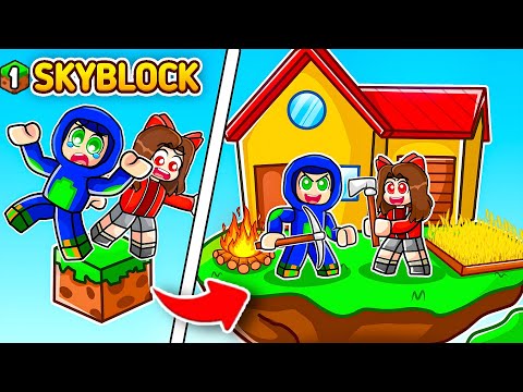 Our FIRST DAY in Roblox SKYBLOCK!!