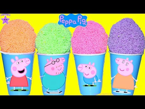 VASITOS SORPESAS DE PEPPA, GEORGE, MAMÁ Y PAPÁ CERDITO, CON BOLITAS  PLAY FOAM JUGUETES SORPRESAS