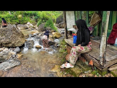 Suasana Pagi Di Kampung Yang Tenang, Setelah Hujan Mengguyur Kampung Yang Indah, Pedesaan Jawa Barat