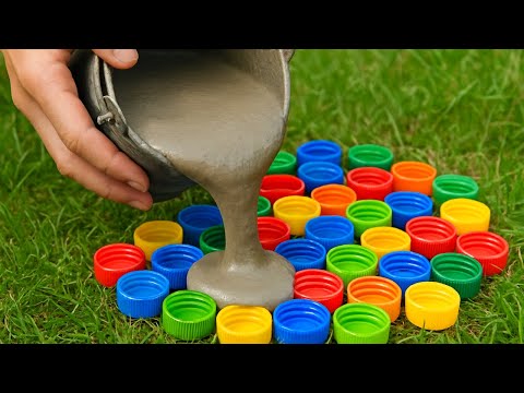 Top creative ideas with bottle caps and glass bottles. The art of working with cement.