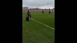 Michael Olise changing the soundtrack during Bayern's training session