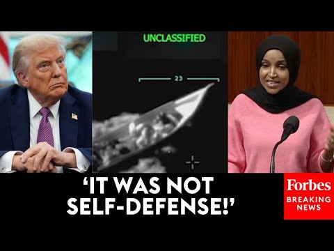 YouTube video thumbnail: Ilhan Omar Blasts Trump's Venezuela Boat Strike, Calls To 'Terminate Hostilities' Against Venezuela