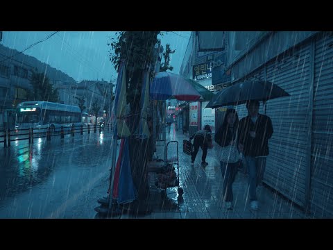 [4K] 내리는 빗방울이 좀 서늘해진 초저녁, 빗소리마저 정겹다. 깊은 수면을 위한 빗소리 ASMR