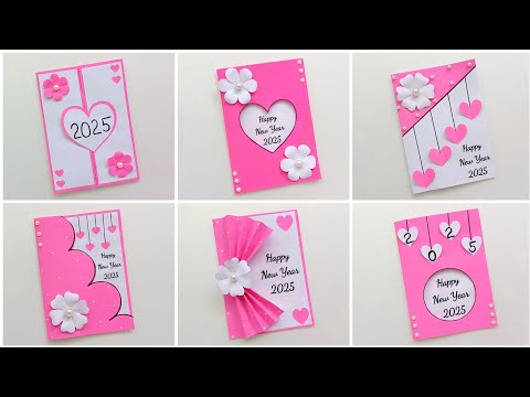 6 Easy And Beautiful New Year Card 2025 / how to make new year cards / new year card tutorial video