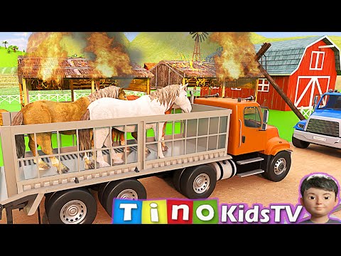 Fire Accident Animal Rescue - Trucks for Kids | New Barn House Construction for Farm Animals